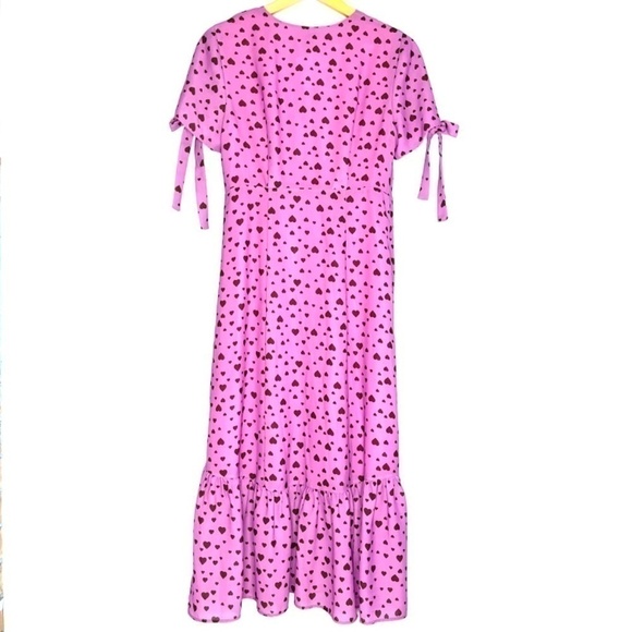 𝅺new Delfi Collective Purple Heart Print Yvette Midi Dress US M - Picture 4 of 11